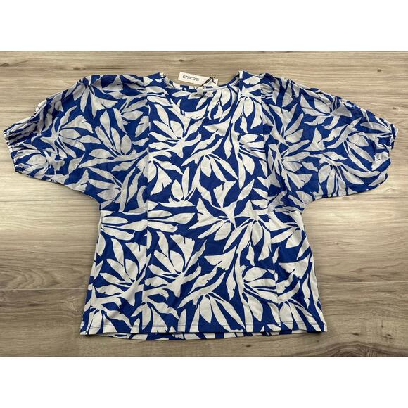 Chico’s Dolman Short Sleeve Knit Top – Rich Cobalt Blue, Size 8/M, NWT - Picture 3 of 9